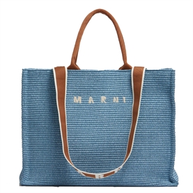 Marni Large Raffia Tote Bag, Opal/Moca 